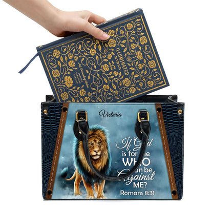 Personalized If God Is For Me Who Can Be Against Me Leather Bag, Christian Pu Leather Bags For Women