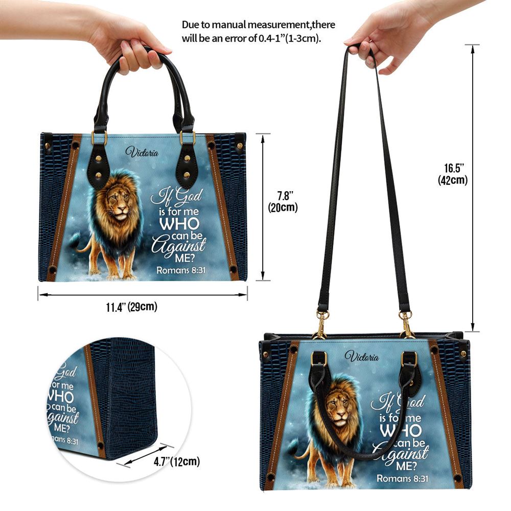 Personalized If God Is For Me Who Can Be Against Me Leather Bag, Christian Pu Leather Bags For Women