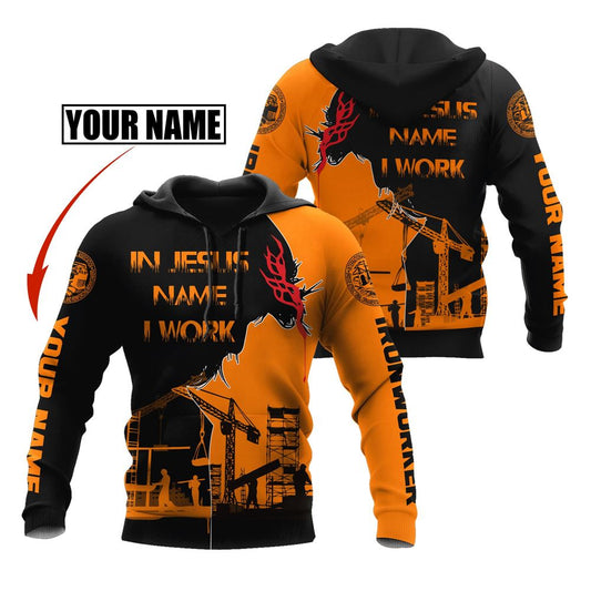 Personalized Iron worker In Jesus Name I Work God 3D Hoodie For Man And Women, Jesus Printed 3D Hoodie
