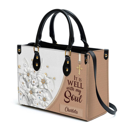 Personalized It Is Well With My Soul Leather Bag, Christian Pu Leather Bags For Women