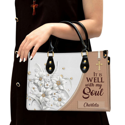 Personalized It Is Well With My Soul Leather Bag, Christian Pu Leather Bags For Women