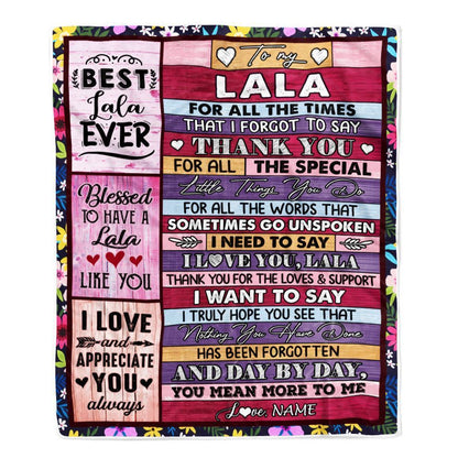 Personalized Lala Blanket From Granddaughter Grandson Thank You For The Love, Mother's Day Blanket, Mothers Day Birthday Gifts For Mom