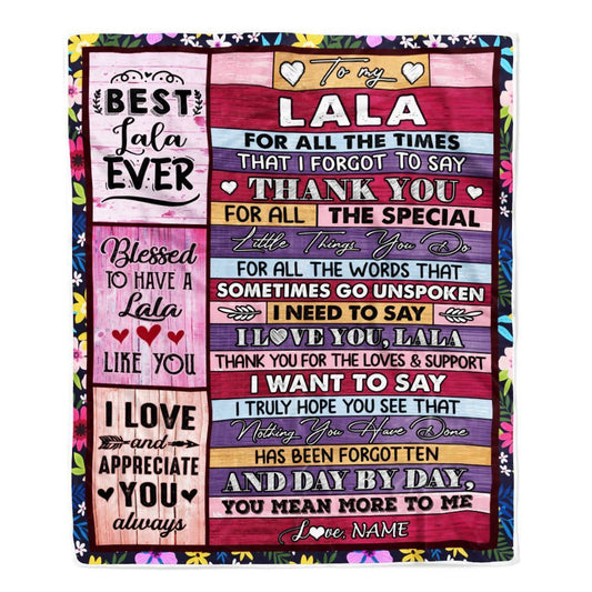 Personalized Lala Blanket From Granddaughter Grandson Thank You For The Love, Mother's Day Blanket, Mothers Day Birthday Gifts For Mom
