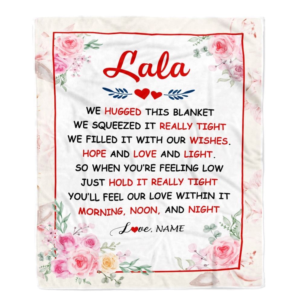 Personalized Lala Blanket From Grandkids Granddaughter Grandson We Hugged This Blanket Floral, Mother's Day Blanket, Mothers Day Birthday Gift For Mom