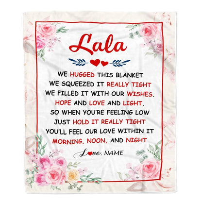 Personalized Lala Blanket From Grandkids Granddaughter Grandson We Hugged This Blanket Floral, Mother's Day Blanket, Mothers Day Birthday Gift For Mom