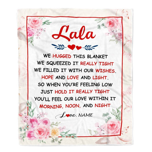 Personalized Lala Blanket From Grandkids Granddaughter Grandson We Hugged This Blanket Floral, Mother's Day Blanket, Mothers Day Birthday Gift For Mom