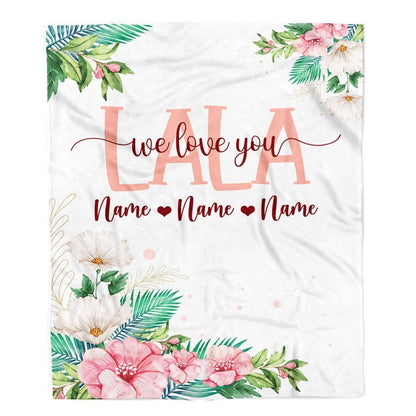 Personalized Lala Blanket From Grandkids Granddaughter Grandson We Love You Floral, Mother's Day Blanket, Mothers Day Birthday Gifts For Mom