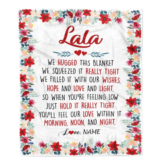 Personalized Lala Blanket From Grandkids Grandson Granddaughter We Hugged This, Mother's Day Blanket, Mothers Day Birthday Gifts For Mom