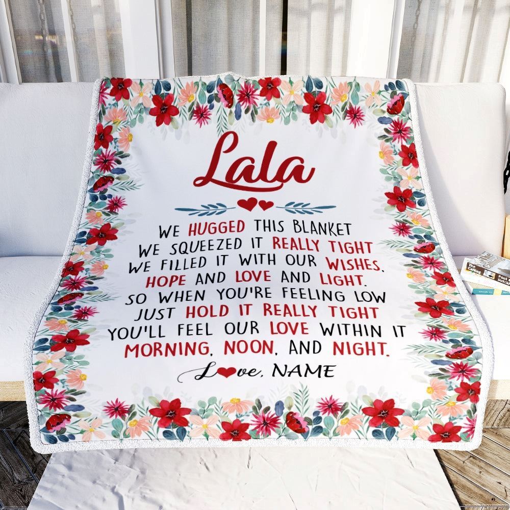 Personalized Lala Blanket From Grandkids Grandson Granddaughter We Hugged This, Mother's Day Blanket, Mothers Day Birthday Gifts For Mom