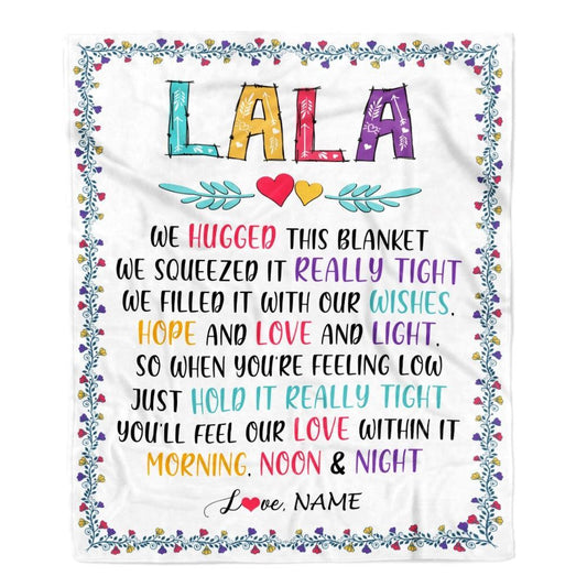 Personalized Lala Blanket From Grandkids We Hugged This, Mother's Day Blanket, Mothers Day Birthday Gifts For Mom