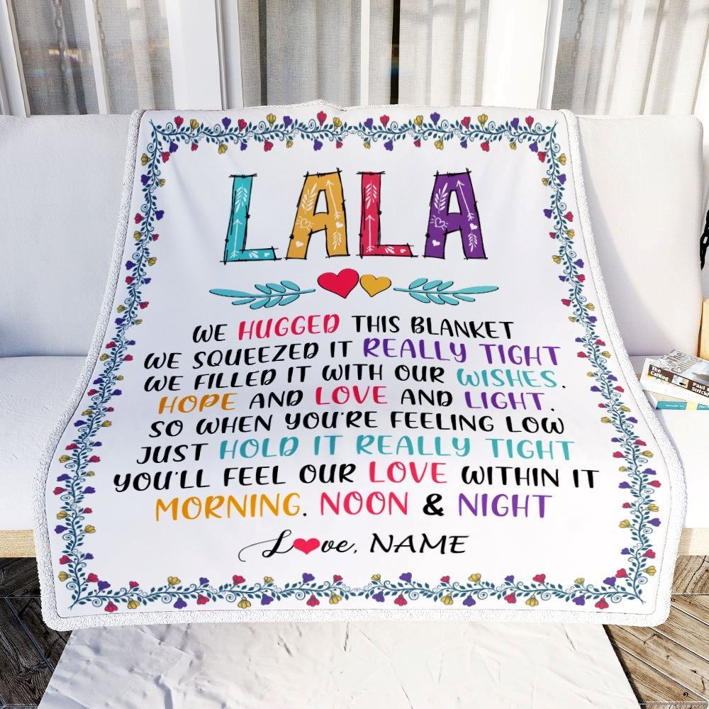 Personalized Lala Blanket From Grandkids We Hugged This, Mother's Day Blanket, Mothers Day Birthday Gifts For Mom