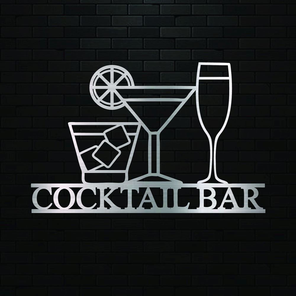 Personalized Laser Cut Metal Cocktail Sign, Cocktail Bar Sign, Drinks Sign, Home Bar Decor, Metal Wall Art Decoration