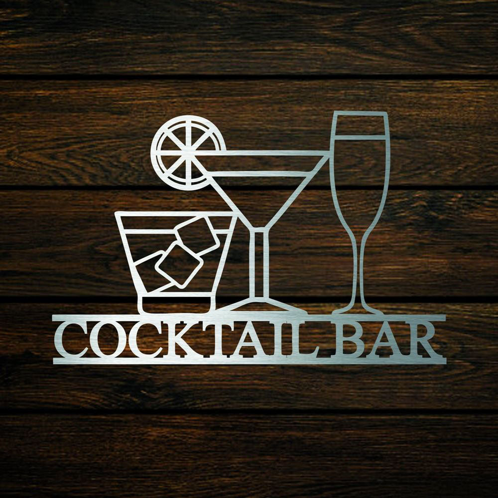 Personalized Laser Cut Metal Cocktail Sign, Cocktail Bar Sign, Drinks Sign, Home Bar Decor, Metal Wall Art Decoration