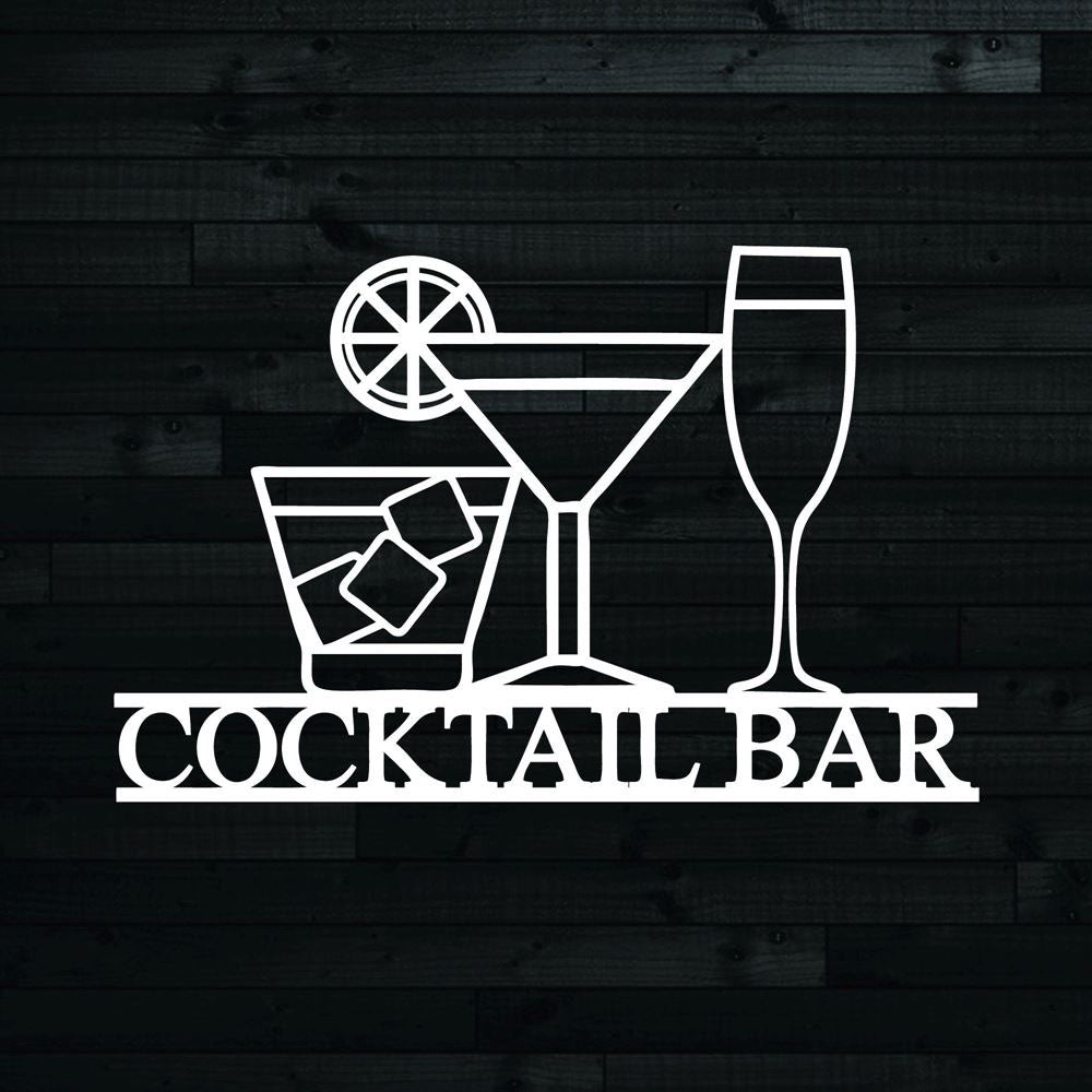Personalized Laser Cut Metal Cocktail Sign, Cocktail Bar Sign, Drinks Sign, Home Bar Decor, Metal Wall Art Decoration