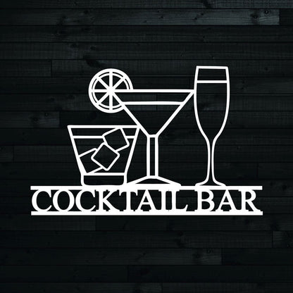 Personalized Laser Cut Metal Cocktail Sign, Cocktail Bar Sign, Drinks Sign, Home Bar Decor, Metal Wall Art Decoration