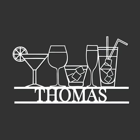 Personalized Laser Cut Metal Cocktail Sign, Cocktail Bar Sign, Drinks Signs, Home Bar Decor