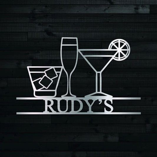 Personalized Laser Cut Metal Cocktail Sign, Cocktail Bar Sign, Drinks Signs, Home Bar Decor, Metal Wall Art Decoration