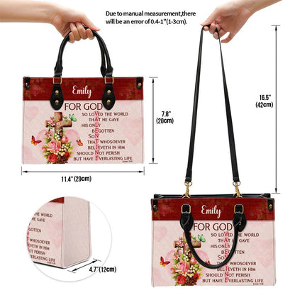 Personalized Leather Bag For God So Loved The World Christian Valentine Gifts For Women Of God