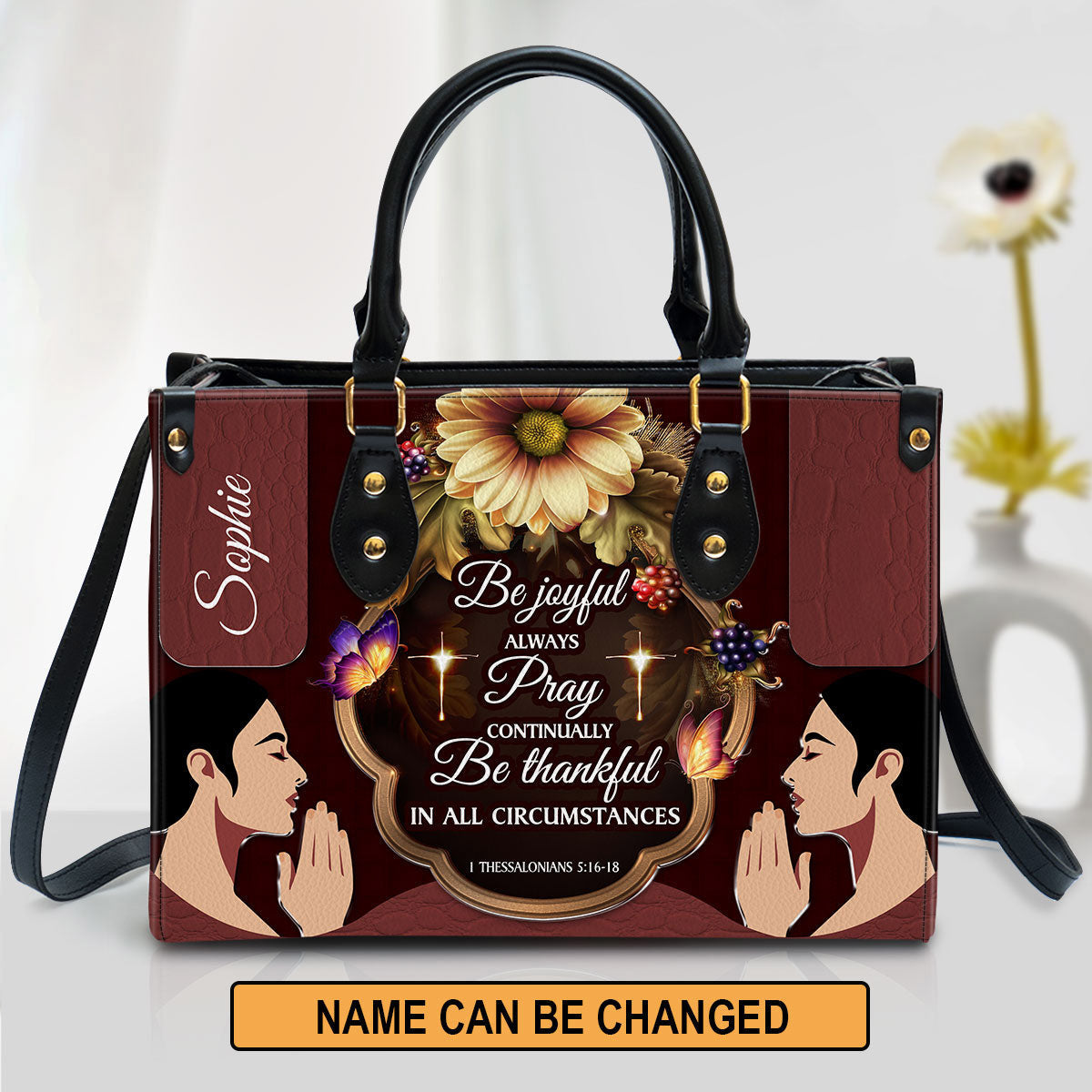Personalized Leather Bag For Women, Be Thankful In All Circumstances Leather Bag Leather Bag, Christian Gifts For Women