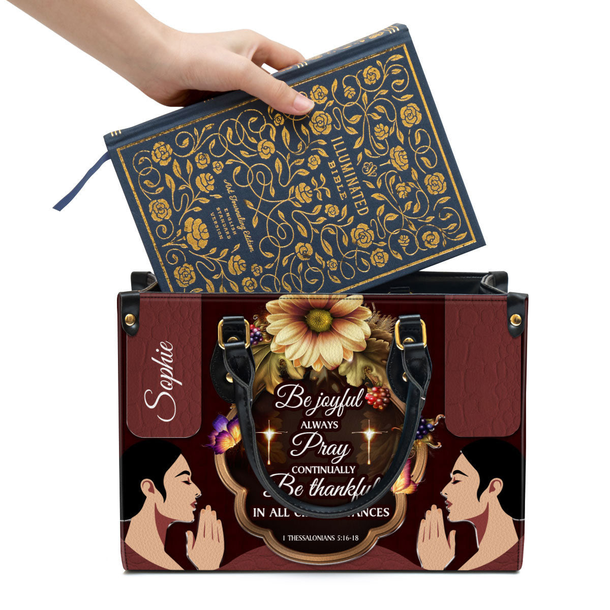 Personalized Leather Bag For Women, Be Thankful In All Circumstances Leather Bag Leather Bag, Christian Gifts For Women