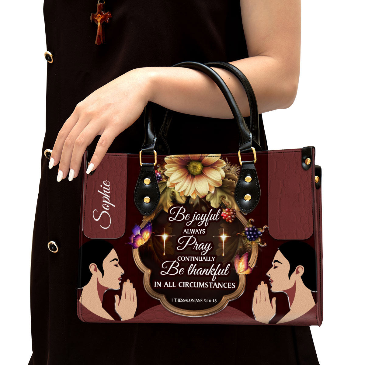 Personalized Leather Bag For Women, Be Thankful In All Circumstances Leather Bag Leather Bag, Christian Gifts For Women