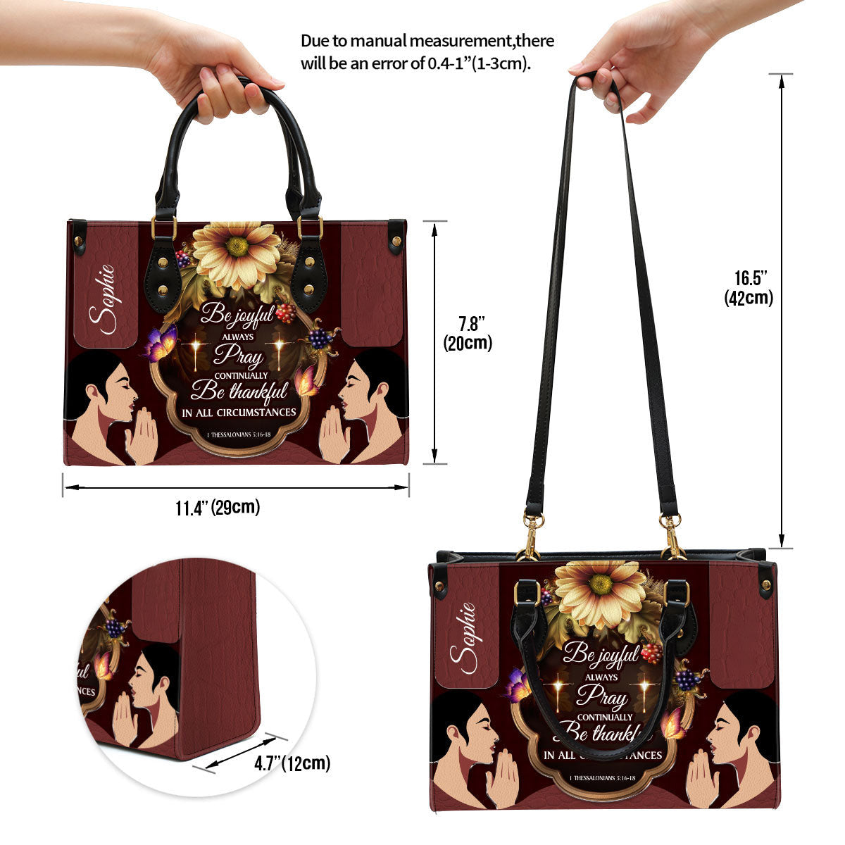 Personalized Leather Bag For Women, Be Thankful In All Circumstances Leather Bag Leather Bag, Christian Gifts For Women