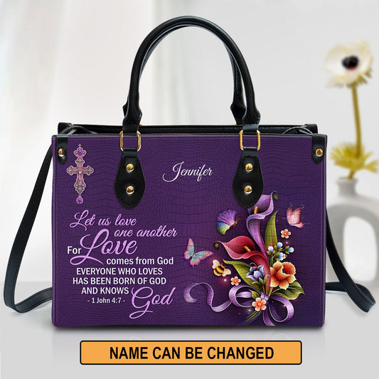Personalized Leather Bag For Women, Everyone Who Loves Has Heen Born Of God And Knows God Leather Bag Leather Bag, Christian Gifts For Women