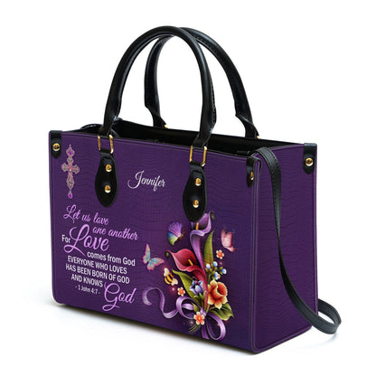 Personalized Leather Bag For Women, Everyone Who Loves Has Heen Born Of God And Knows God Leather Bag Leather Bag, Christian Gifts For Women