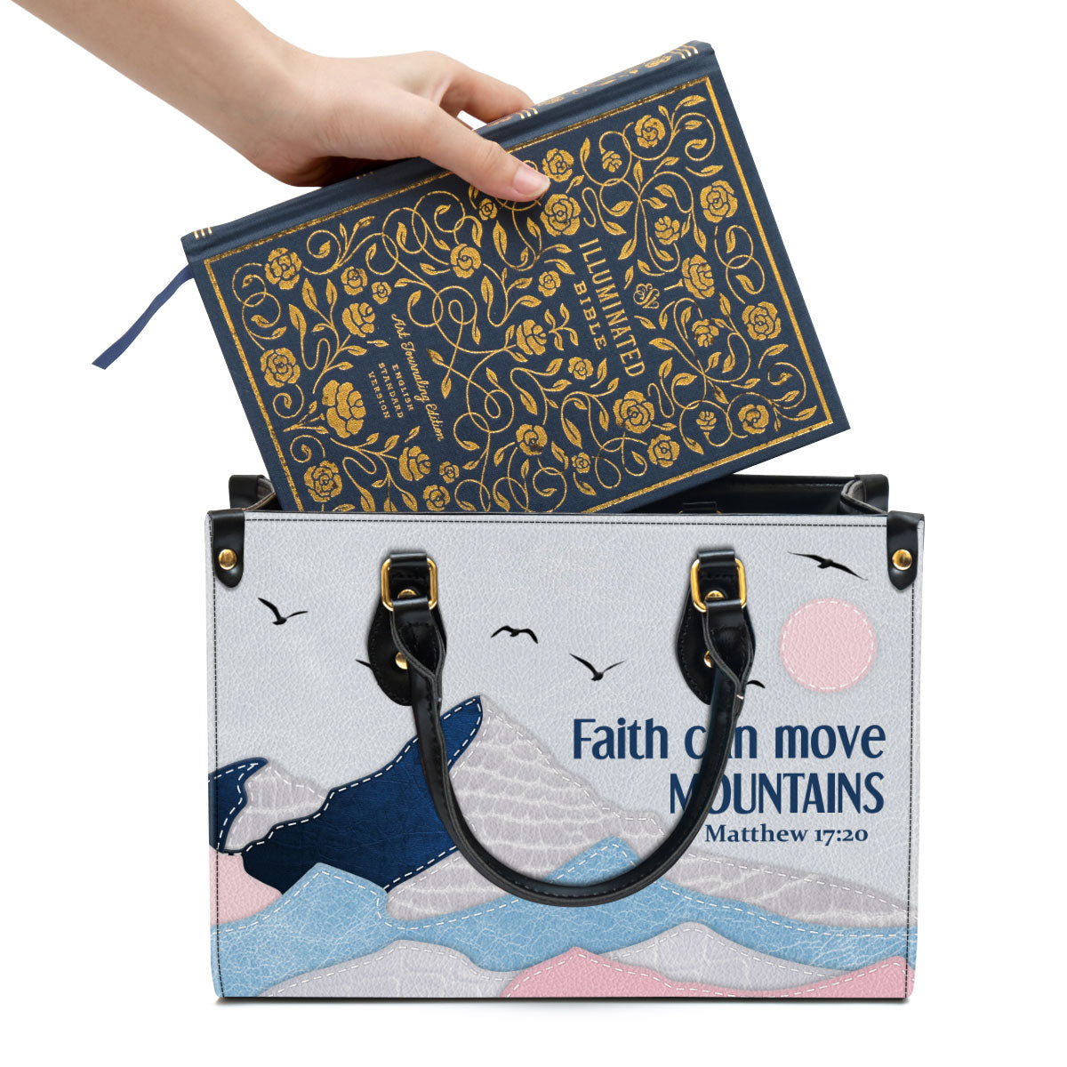 Personalized Leather Bag For Women, Faith Can Move Mountains Leather Bag Leather Bag, Christian Gifts For Women