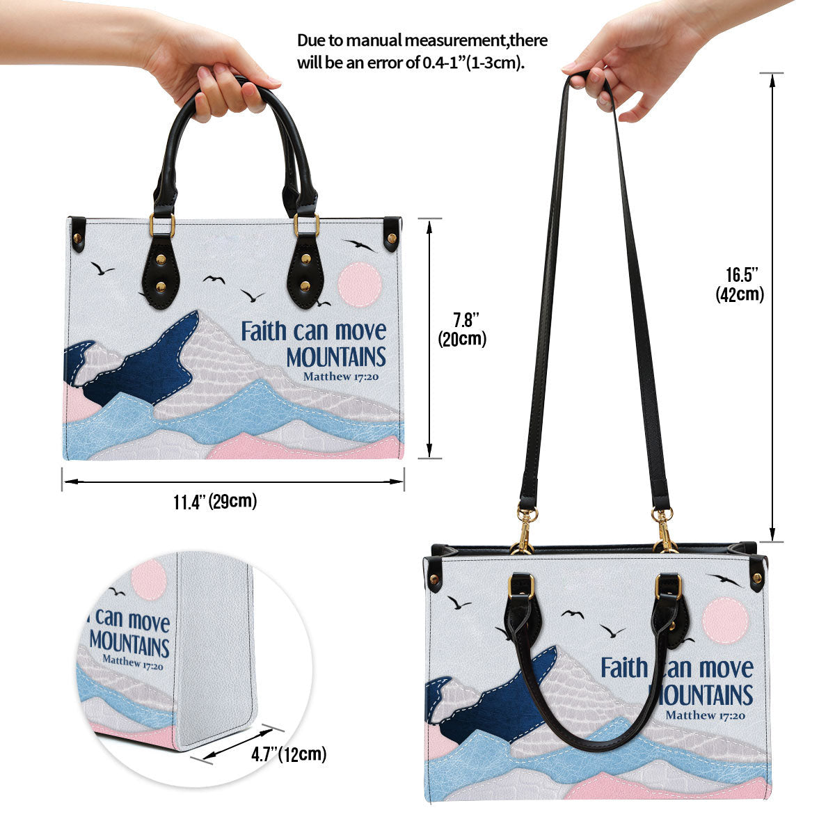 Personalized Leather Bag For Women, Faith Can Move Mountains Leather Bag Leather Bag, Christian Gifts For Women