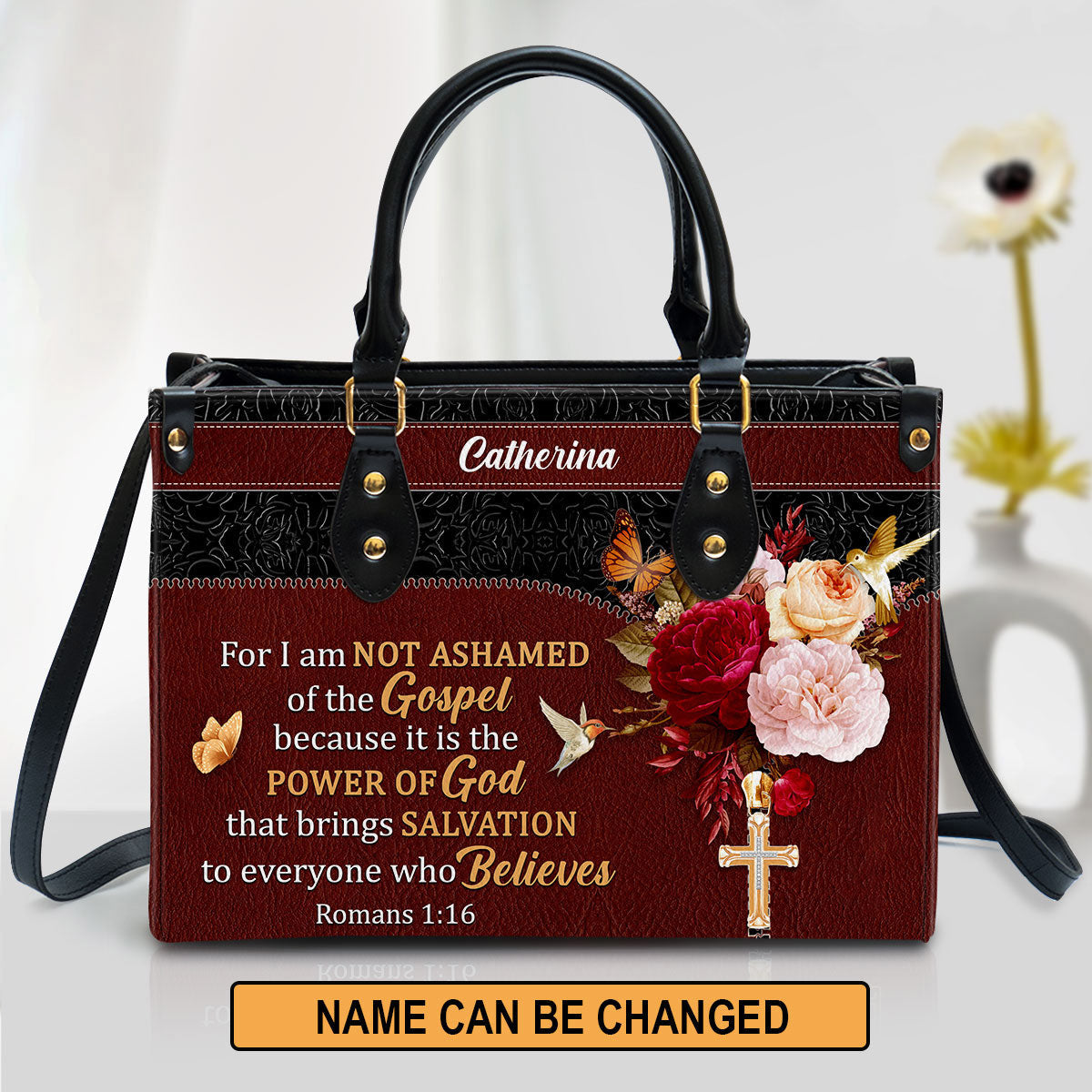 Personalized Leather Bag For Women, For I Am Not Ashamed Of The Gospel Leather Bag Leather Bag, Christian Gifts For Women