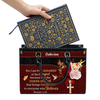 Personalized Leather Bag For Women, For I Am Not Ashamed Of The Gospel Leather Bag Leather Bag, Christian Gifts For Women