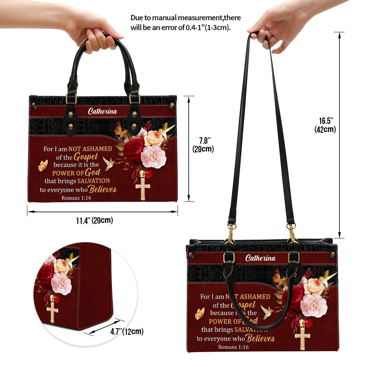 Personalized Leather Bag For Women, For I Am Not Ashamed Of The Gospel Leather Bag Leather Bag, Christian Gifts For Women