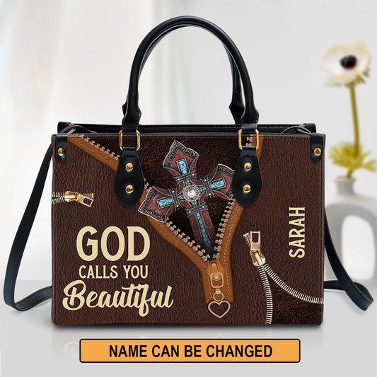 Personalized Leather Bag For Women, God Calls You Beautiful Leather Bag Leather Bag, Christian Gifts For Women