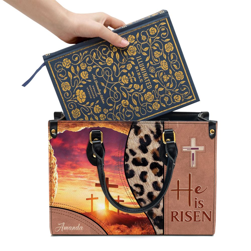 Personalized Leather Bag For Women, He Is Risen Leather Bag Leather Bag, Christian Gifts For Women