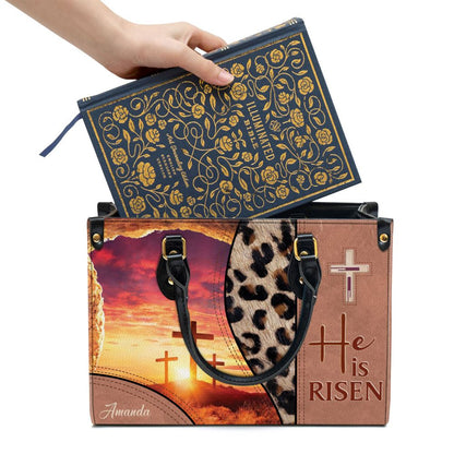 Personalized Leather Bag For Women, He Is Risen Leather Bag Leather Bag, Christian Gifts For Women
