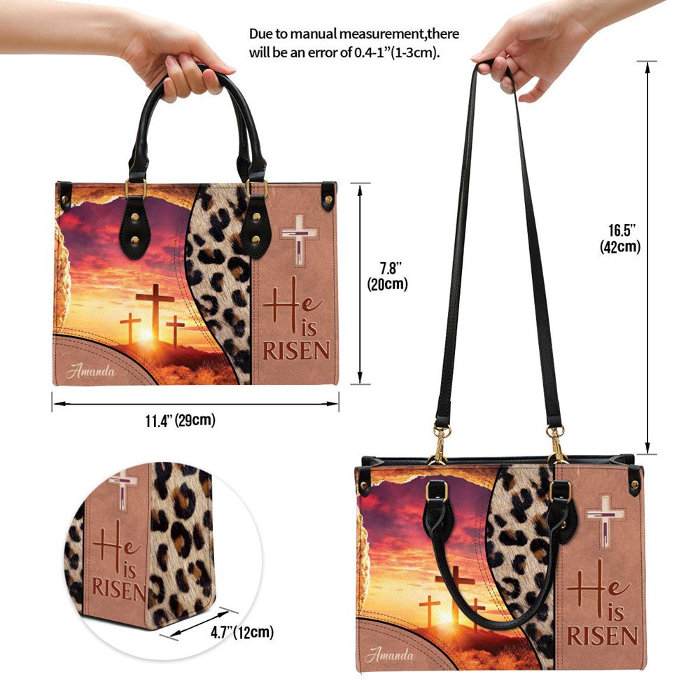 Personalized Leather Bag For Women, He Is Risen Leather Bag Leather Bag, Christian Gifts For Women