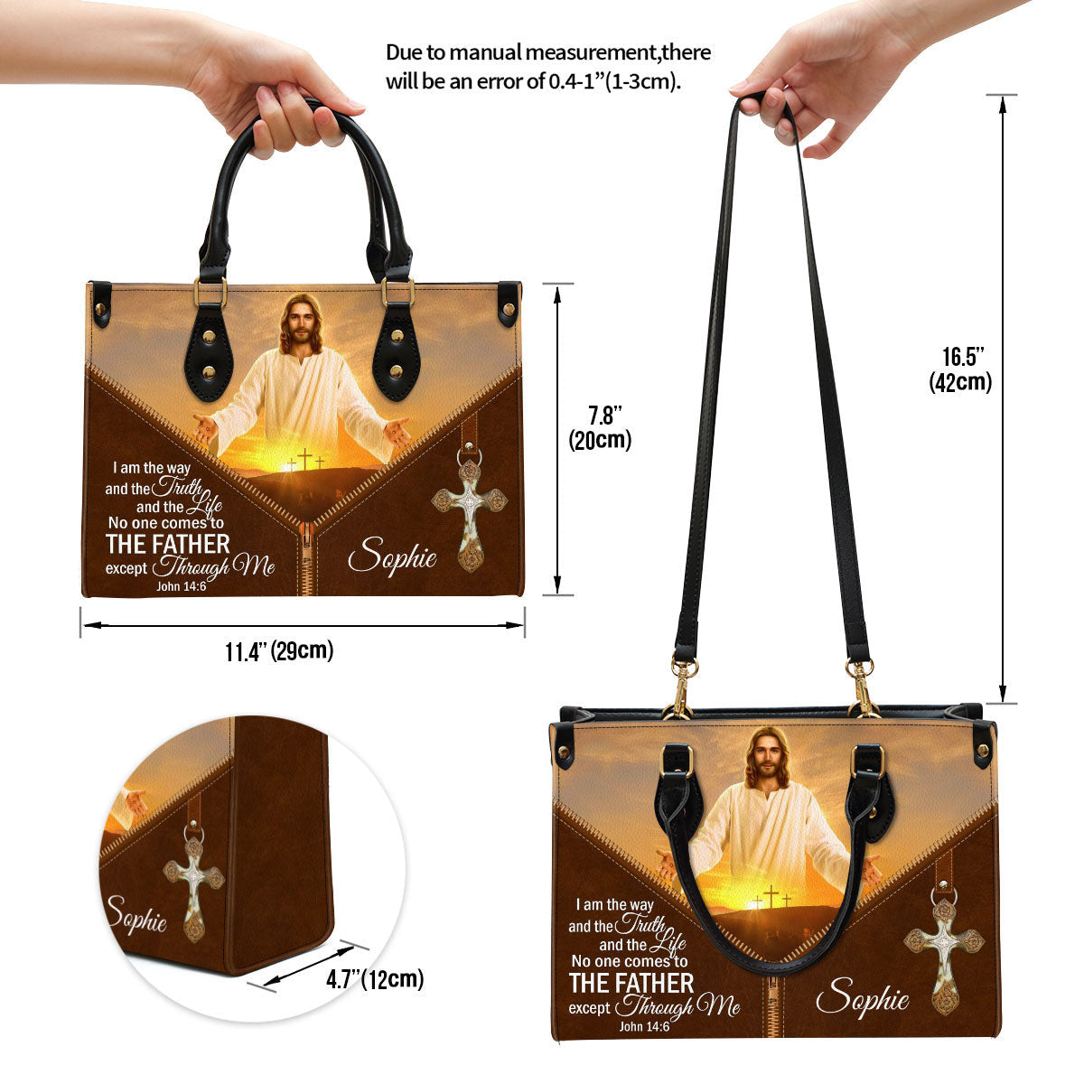 Personalized Leather Bag For Women, I Am The Way And The Truth And The Life Leather Bag Leather Bag, Christian Gifts For Women