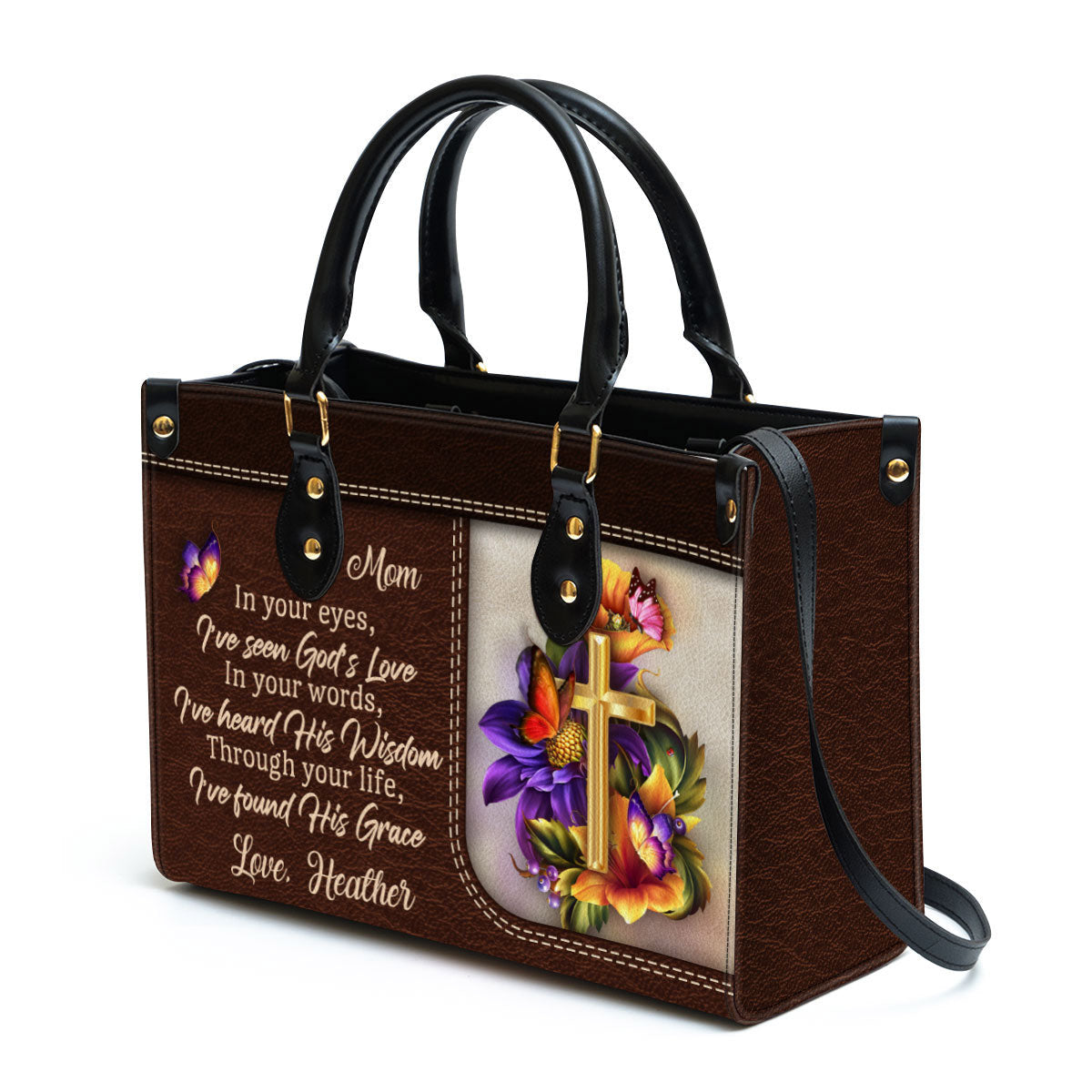 Personalized Leather Bag For Women, In Your Eyes I‘ve Seen God’s Love Leather Bag Leather Bag, Christian Gifts For Women
