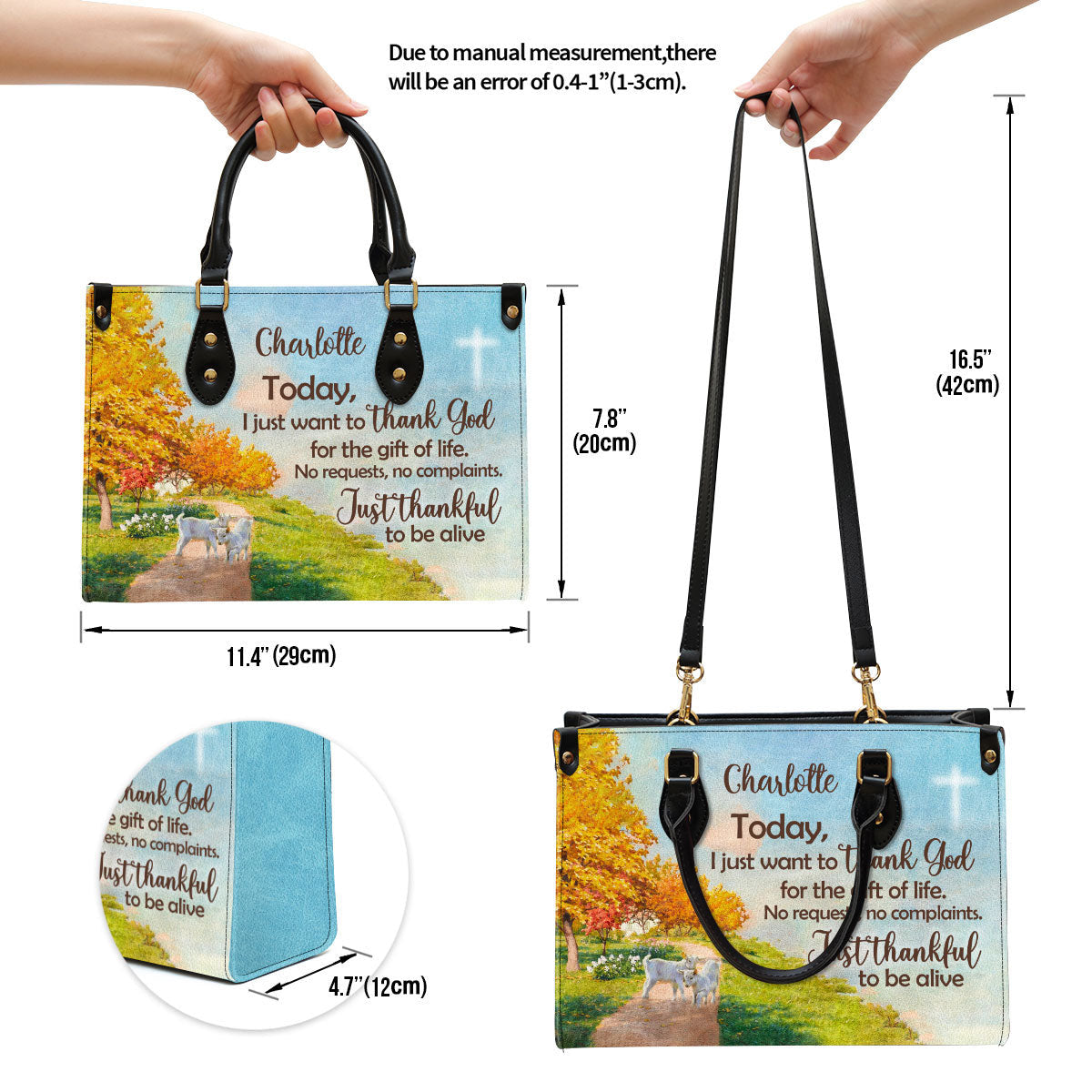 Personalized Leather Bag For Women, Just Thankful To Be Alive Leather Bag Leather Bag, Christian Gifts For Women