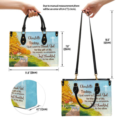 Personalized Leather Bag For Women, Just Thankful To Be Alive Leather Bag Leather Bag, Christian Gifts For Women