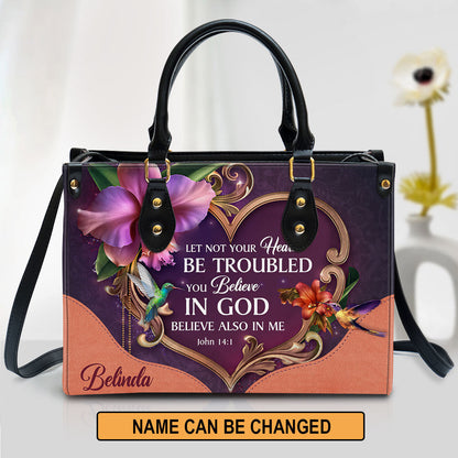 Personalized Leather Bag For Women, Let Not Your Heart Be Troubled Leather Bag Leather Bag, Christian Gifts For Women