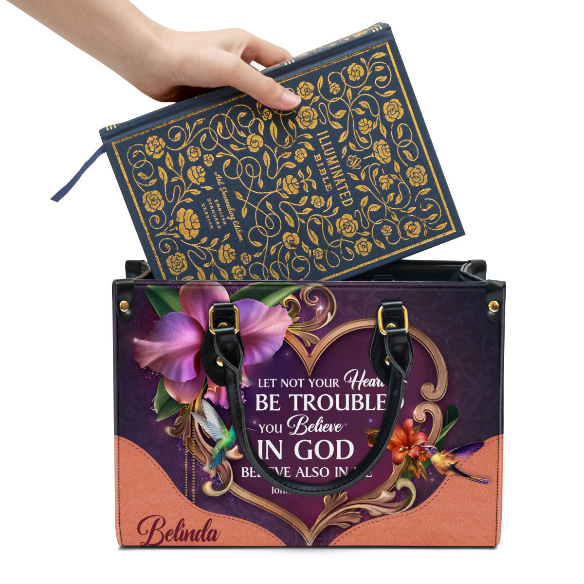 Personalized Leather Bag For Women, Let Not Your Heart Be Troubled Leather Bag Leather Bag, Christian Gifts For Women