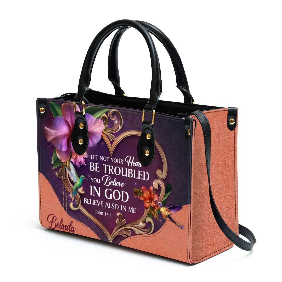 Personalized Leather Bag For Women, Let Not Your Heart Be Troubled Leather Bag Leather Bag, Christian Gifts For Women