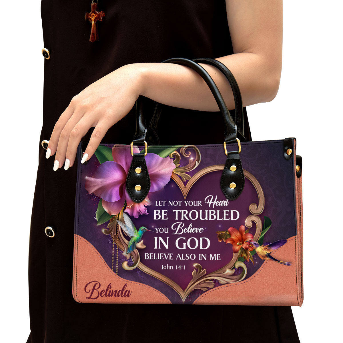 Personalized Leather Bag For Women, Let Not Your Heart Be Troubled Leather Bag Leather Bag, Christian Gifts For Women