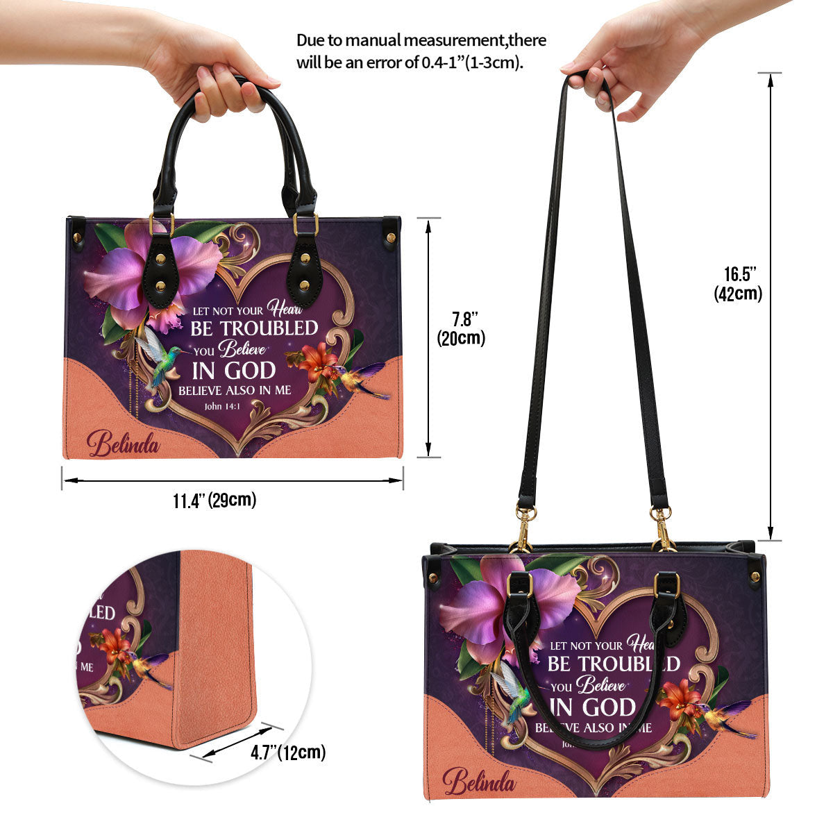 Personalized Leather Bag For Women, Let Not Your Heart Be Troubled Leather Bag Leather Bag, Christian Gifts For Women