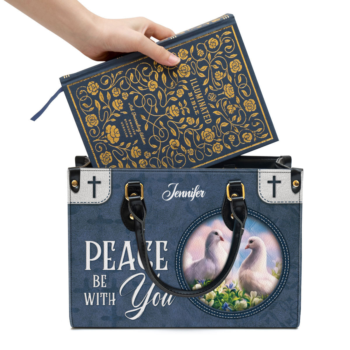 Personalized Leather Bag For Women, Peace Be With You Leather Bag Leather Bag, Christian Gifts For Women