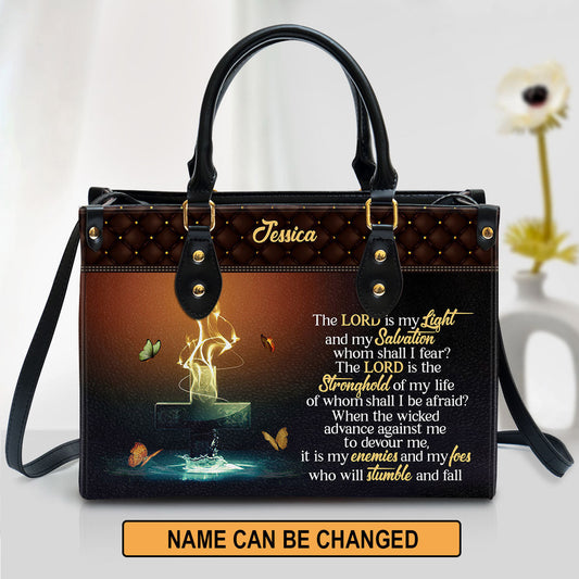 Personalized Leather Bag For Women, The Lord Is My Light And My Salvation Leather Bag Leather Bag, Christian Gifts For Women