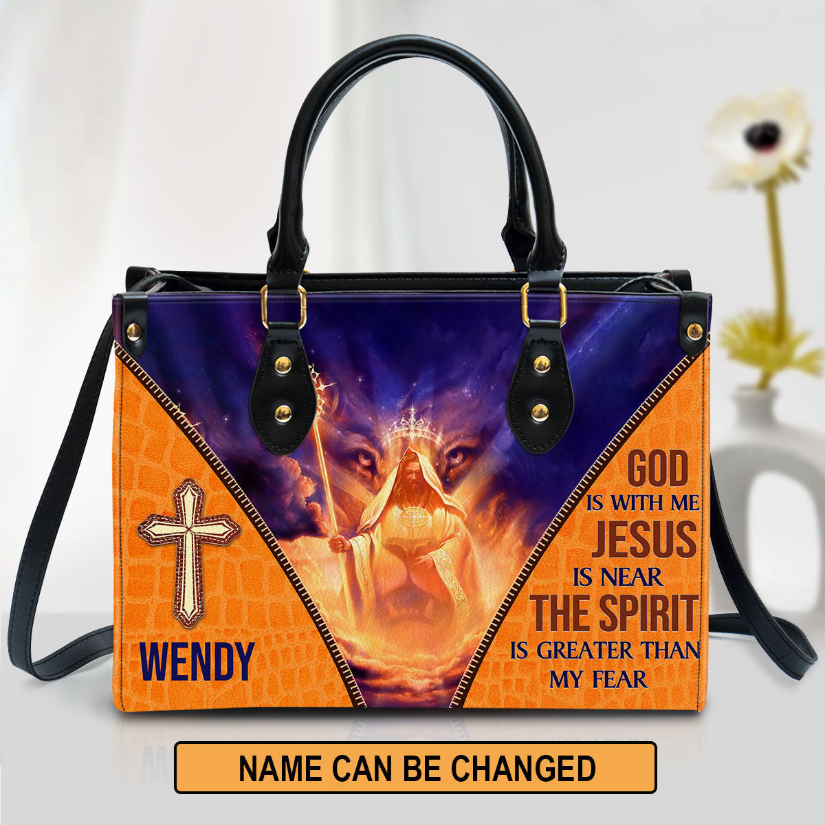 Personalized Leather Bag For Women, The Spirit Is Greater Than My Fear Leather Bag Leather Bag, Christian Gifts For Women