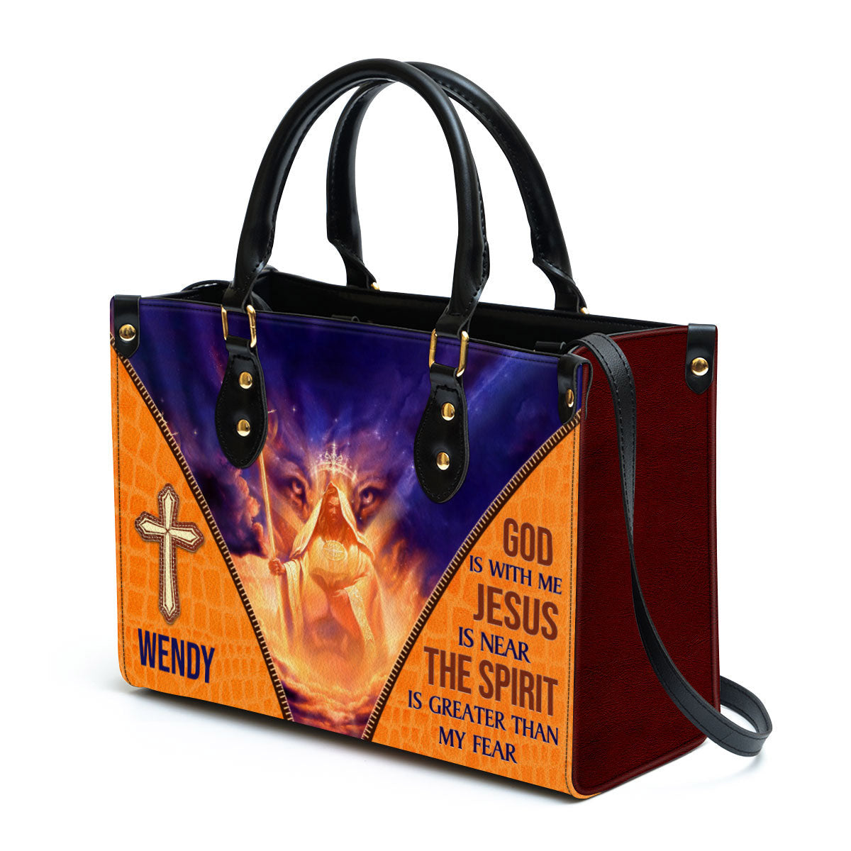 Personalized Leather Bag For Women, The Spirit Is Greater Than My Fear Leather Bag Leather Bag, Christian Gifts For Women